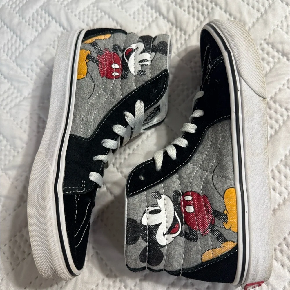 Vans Kids Mickey Mouse Disney Black Gray High-Top Sneakers Size 3Y - Picture 12 of 14
